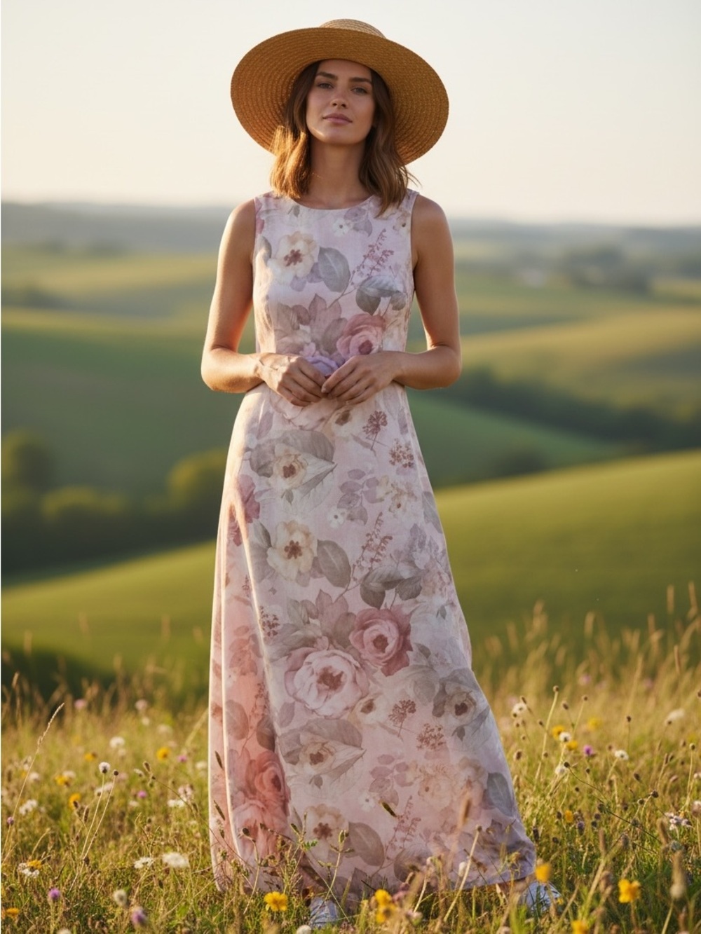 Vintage Algo Sleeveless Maxi Dress in Soft Blush-Measurements state Size Medium